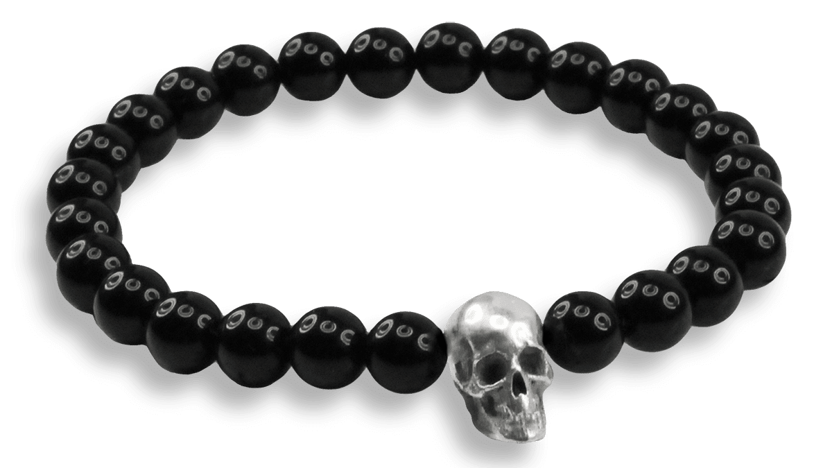 Beaded Bracelet with Silver Skull • MARTONELLI