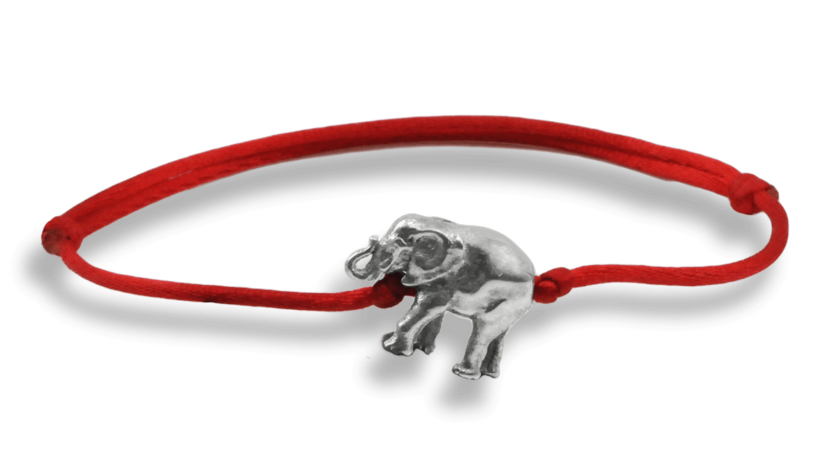 String Bracelet with Silver Elephant • MARTONELLI